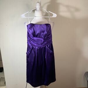 David's Bridal Bridesmaid Dress  Size 2 Purple Strapless Dress